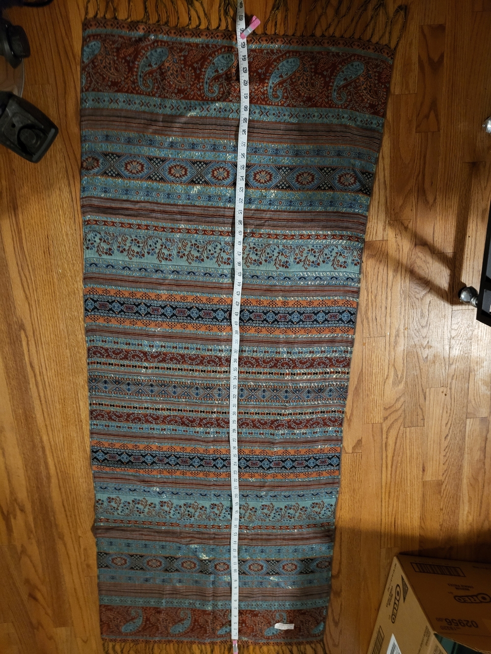 Bohemian Blue and Rust Patterned Shaw